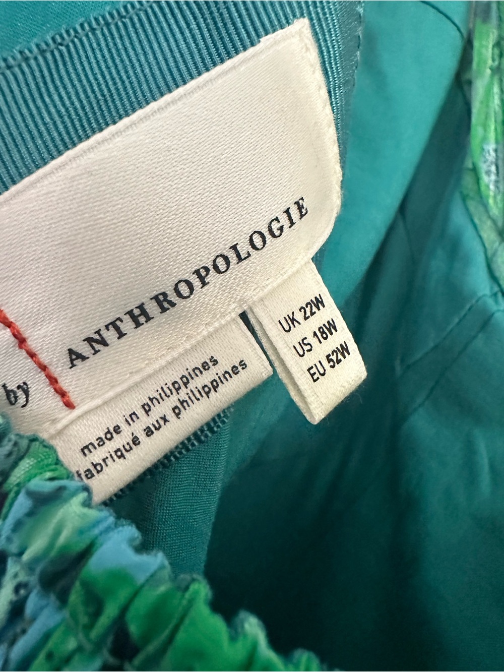 Anthropologie Green & Teal Floral Mini Dress - Picture 4 of 4